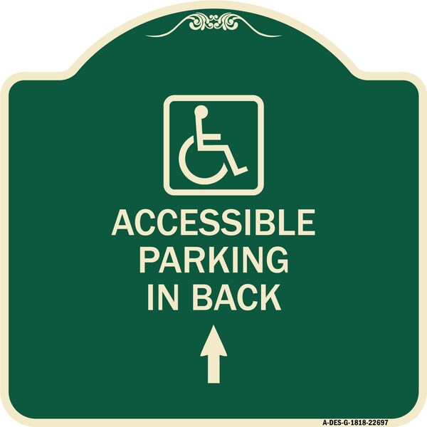 W/ NY Approved Isa Accessible Parking on Up Arrow Heavy-Gauge Aluminum Sign, 18" x 18", G-1818-22697